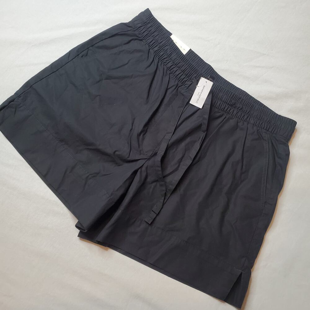 Banana Republic Women's Size M NWT Drawstring 100% Cotton Shorts Black 706518